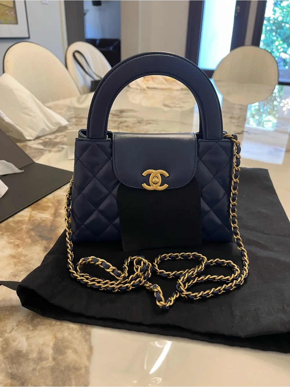 Brand New CHANEL Small Shopping Bag Dark Blue